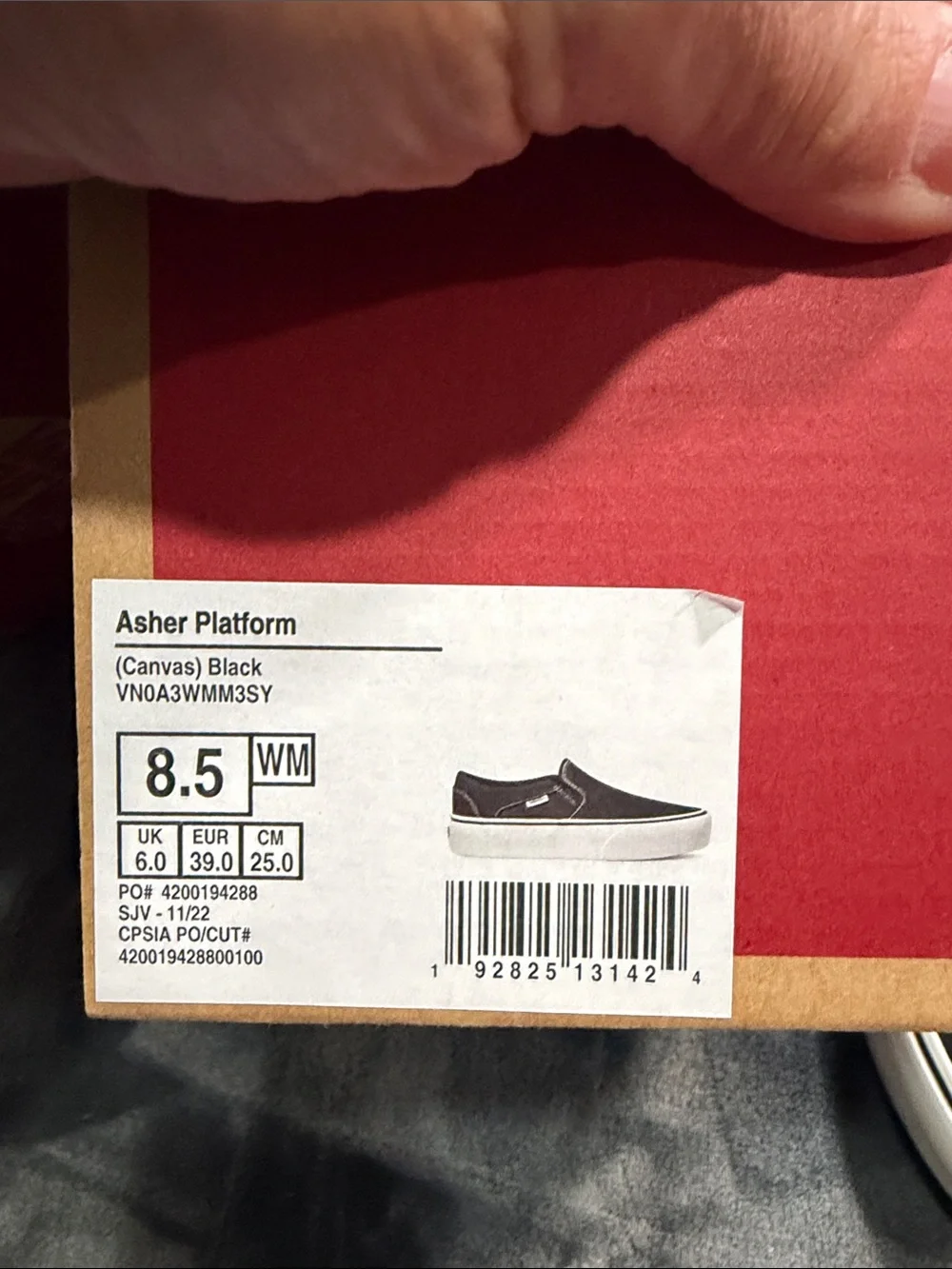 Vans Black Canvas Slip-On Loafers with White Sole - Picture 7 of 7